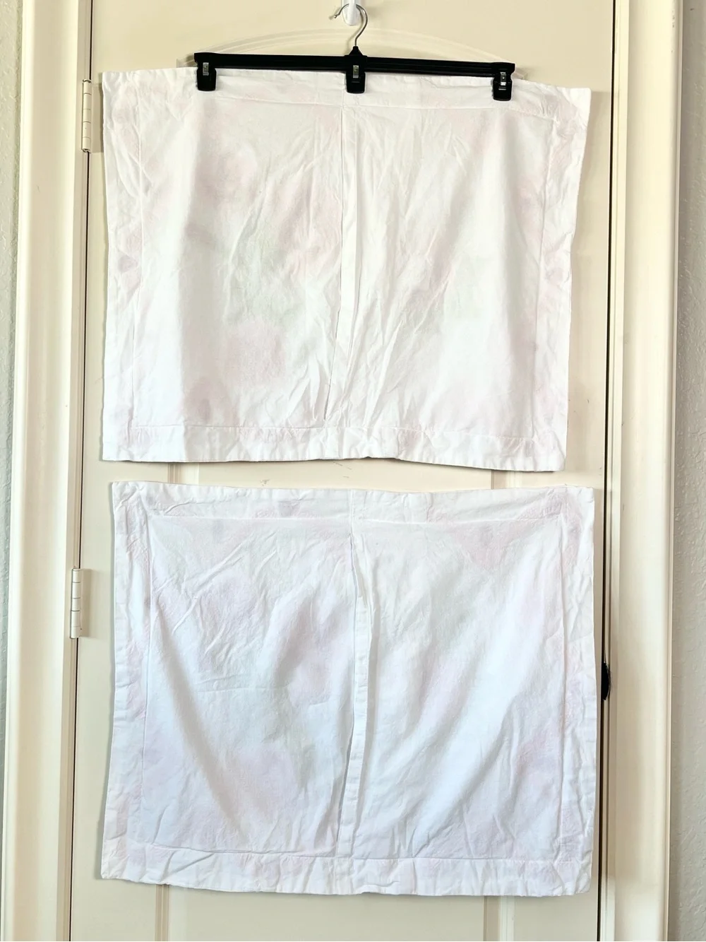 Vintage Shabby Chic Chenille Pink Rose Pillow Shams Set of 2 White Cotton